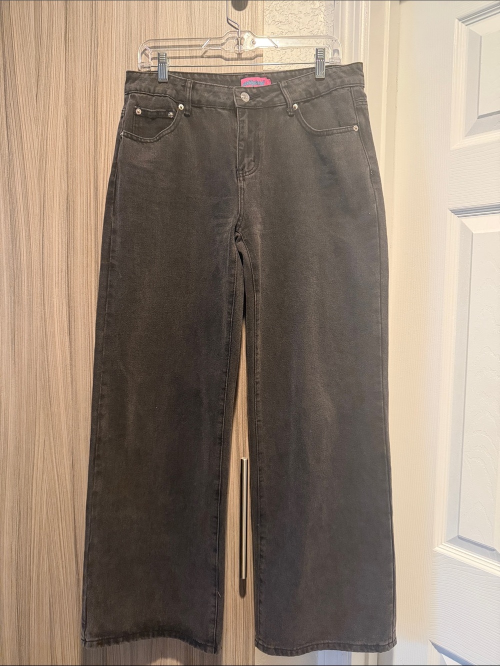 Edikted Washed Black High-Rise Wide Leg Jeans